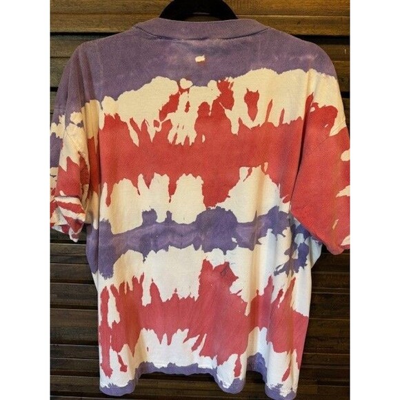 Vintage Gitano Pocket Tie Dye Print T Shirt MED 90s Hippie Purple Red Y2K - Picture 3 of 9